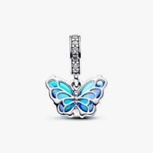 Pandora Blue Murano Glass Butterfly Dangle Charm